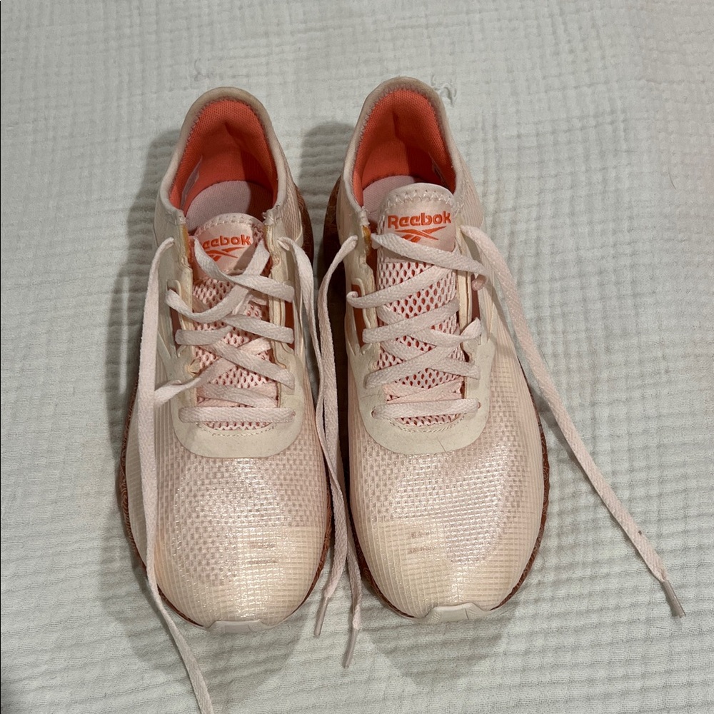 Reebok Women's Cream and Pink Athletic Shoes